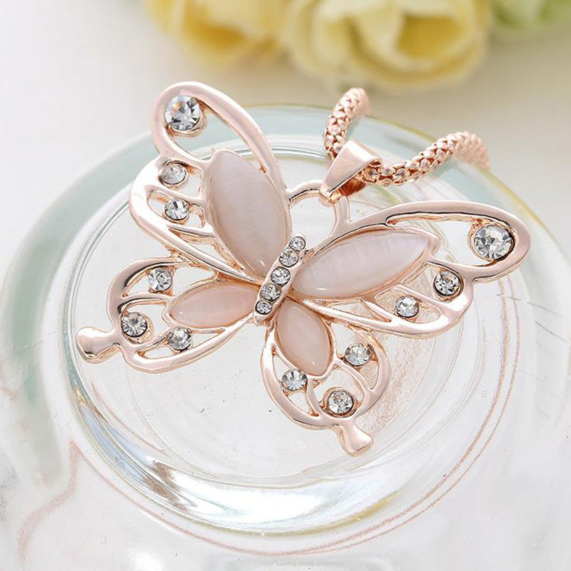 Natural Stone Butterfly Necklace Bellissimo Deals