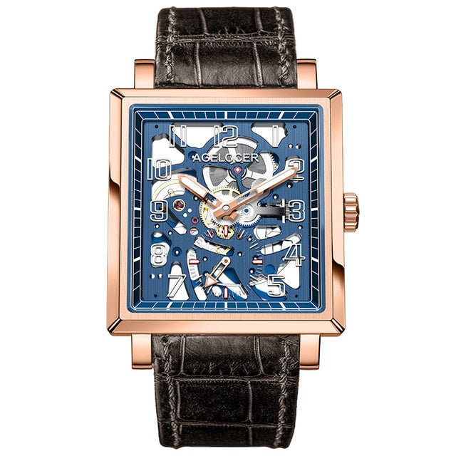 Original Skeleton Sapphire Blue Mechanical Watch Bellissimo Deals